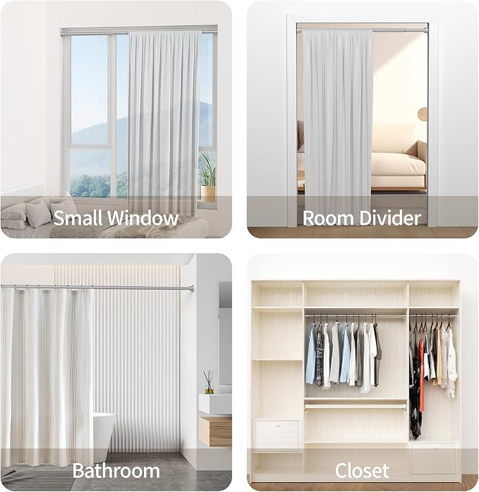 Mcrbeay Shower Curtain Rod, Non Slip Adjustable 28-74 inch No Drilling Shower - Image 7