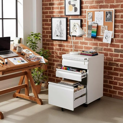 3-Drawer Metal Mobile File Cabinet - Image 3
