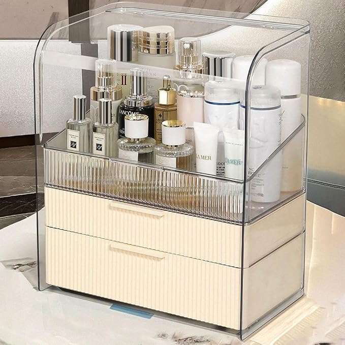 Makeup Storage Organizer Box Large Cosmetic Display Cases Dustproof and by PLINJOY