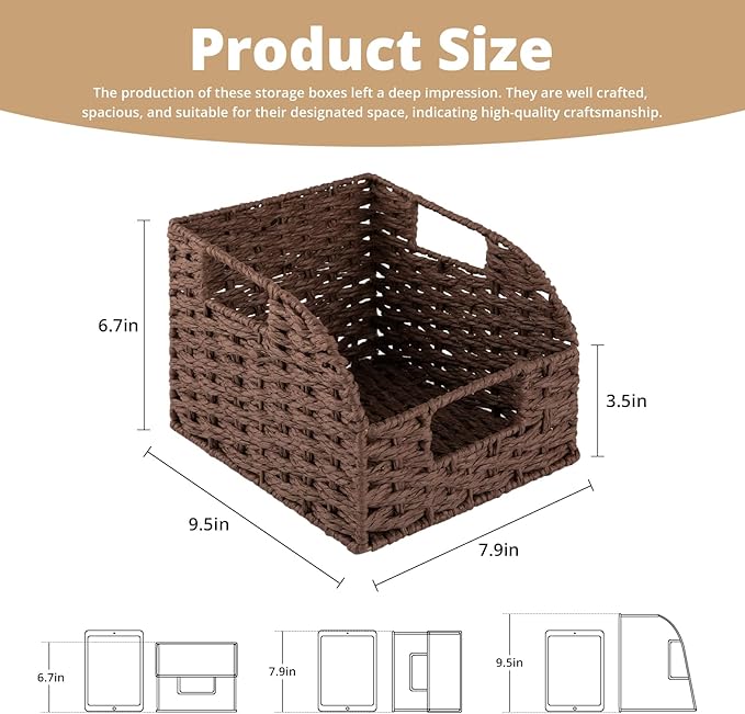 OIAHOMY Pantry Baskets for Organizing, Paper Rope Baskets - Image 3