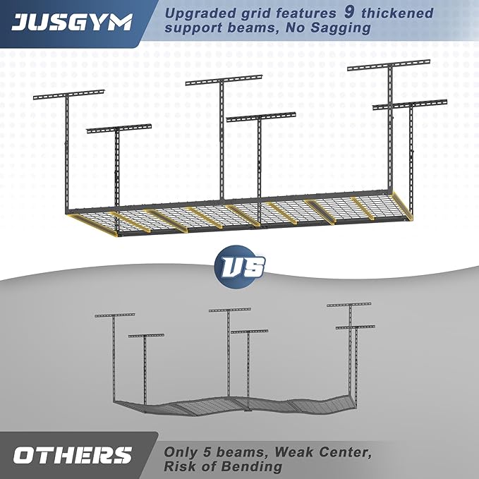 3X8FT Overhead Garage Storage Rack, Heavy Duty Metal Overhead Storage Organizer - Image 3