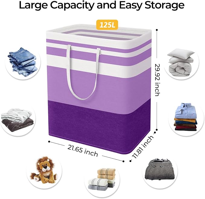 HomeHacks 2 Pack Large Laundry Baskets, Waterproof, Freestanding Laundry Hampers - Image 4