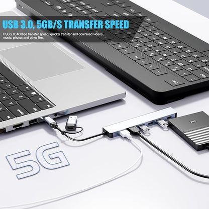【Upgrade】 USB C/USB Hub, BERLAT Aluminum 7 in 1 USB C & USB Hub - Image 3