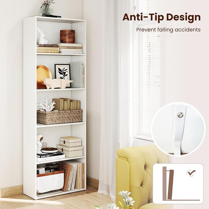Giantex 5-Tier Bookshelf, Freestanding Tall Bookcase - Image 6