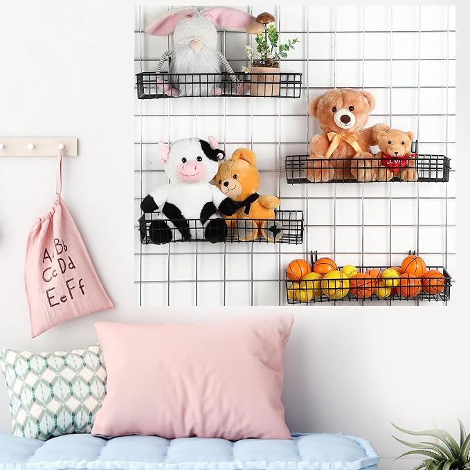 Blulu 4 Pcs 15.75 x 5.91 x 1.97 Inch Metal Grid Wall Baskets - Image 7