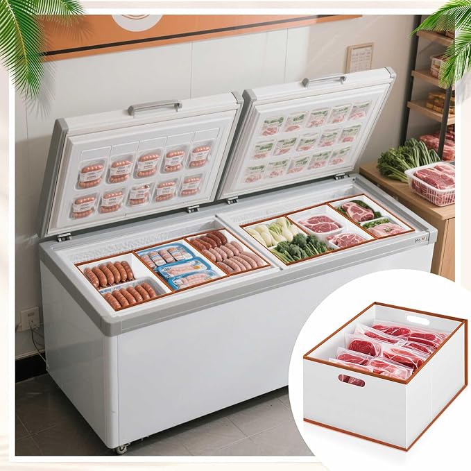 Chunful 4 Pcs Freezer Organizer Bins, Collapsible Deep Chest Freezer Organizer - Image 5