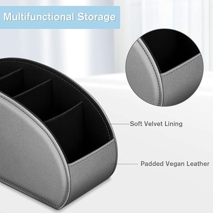 FINTIE Remote Control Holder, 5 Compartments Vegan Leather TV Remoter Caddy - Image 5