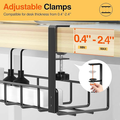 2 Pack Cable Management Under Desk Tray, 31.4" No Drill Under Desk Wire - Image 6