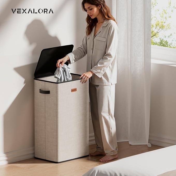 100L Laundry Hamper with Lid, Large Clothes Hampers with Removable Bag - Image 2