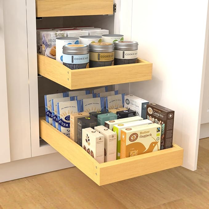 Wooden Pull out Cabinet Organizer 18" W x 21" D x 4.3" H, Heavy Duty Slide Out - Image 8