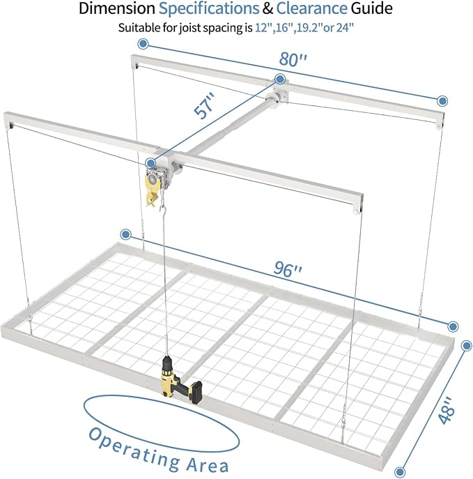 Overhead Garage Storage Rack – 4x8 FT Garage Ceiling Storage Racks - Image 2