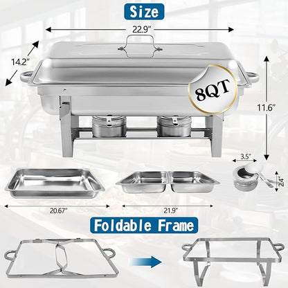 Chafing Dish for Buffet, 2 Pack Stainless Steel Chafing Servers Food Warmer Set - Image 6