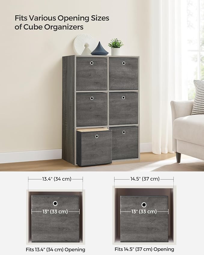 SONGMICS Storage Cubes, Foldable Fabric Storage Bins, Misty Gray, URFB133G01 - Image 4