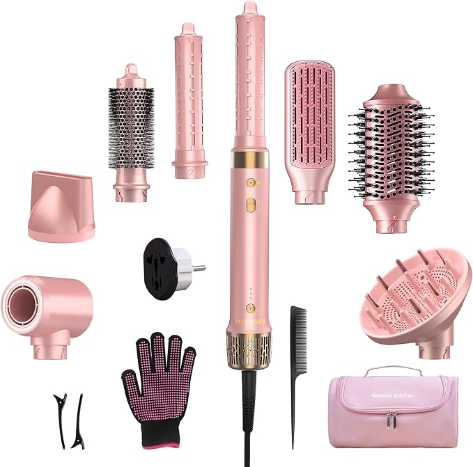 Dual Voltage StyleVibe 8-in-1 Air Styler, Hair Dryer & Blow Dryer Brush by Mythsight