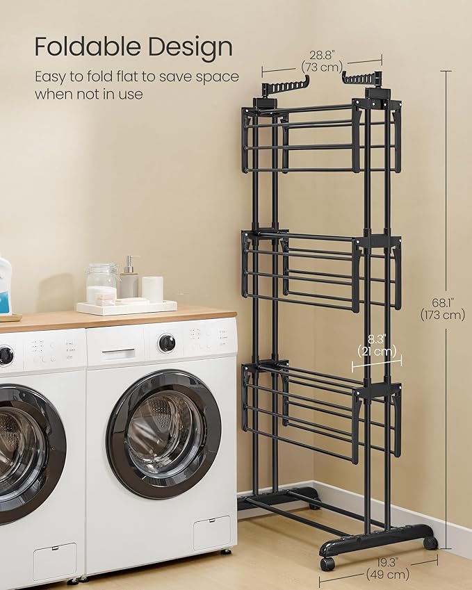 SONGMICS Clothes Drying Rack Stand 4-Tier, Foldable Laundry Drying Rack - Image 7