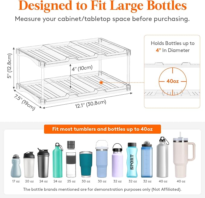 Lifewit Stackable Water Bottle Storage Organizer, Tumbler Cup Organizer - Image 2