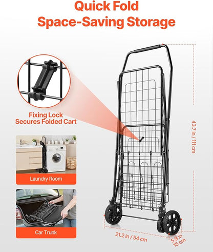 VEVOR Shopping Cart, Folding Grocery Utility Cart - Image 6