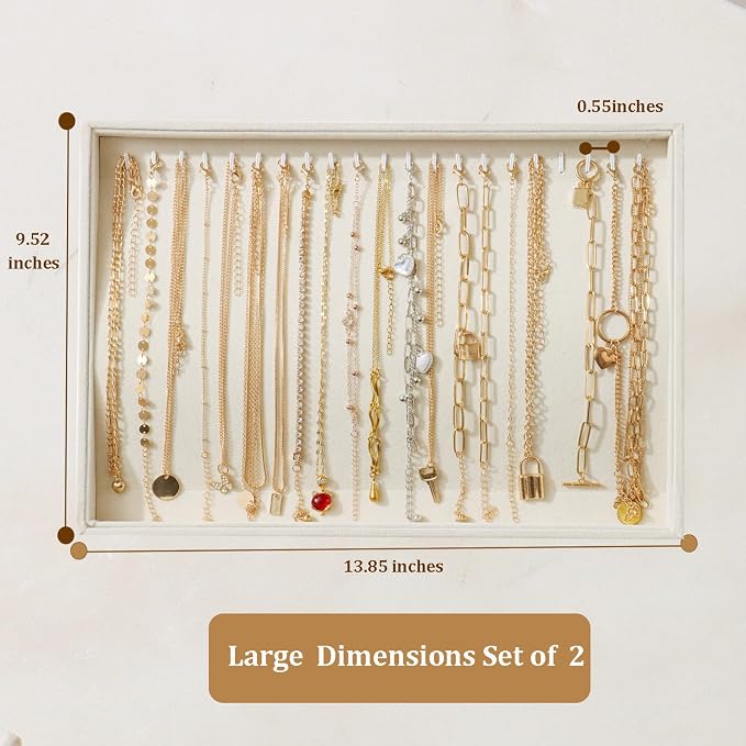 Large Velvet Jewelry Tray 2 Pack Stackable Jewelry Display Drawer Inserts Trays - Image 3