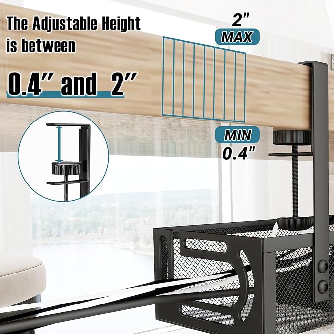 No Drill Under Desk Cable Management Tray, SONATURE 25.3" Cord Organizer - Image 4