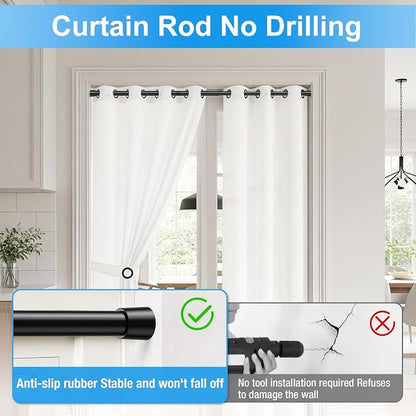 2 Pack Spring Loaded Tension Rod 48-59" Adjustable Curtain Rods No Drill - Image 5