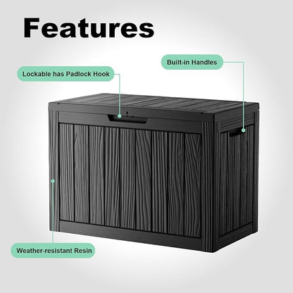 45 Gallon Resin Deck Box, Lockable Outdoor Storage Box - Image 6