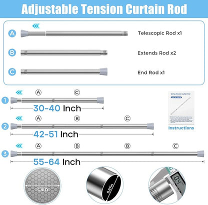 AIZESI Shower Curtain Rod 45-77 Inch Adjustable No Drilling, No Slip, - Image 2