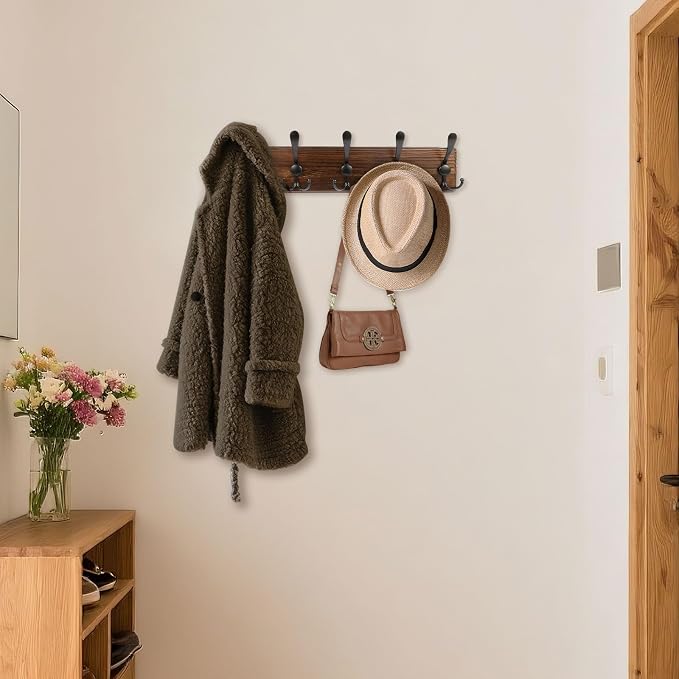 2 Pack Coat Rack Wall Mount 16.8'' Rustic Hat Rack - Image 4