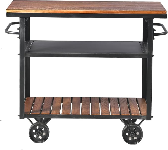 Diwhy Industrial 3 Tier Rolling Utility Storage Cart Wine Beverage, Metal Wine - Image 8