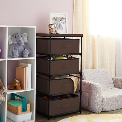 Juvale 4-Tier Fabric Drawer Organizer, Narrow Storage Tower - Image 4