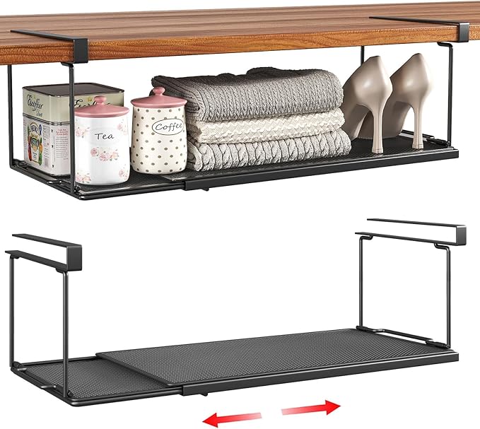 Expandable Under Cabinet Shelf, Extendable Under Shelf Storage by SHINEWON