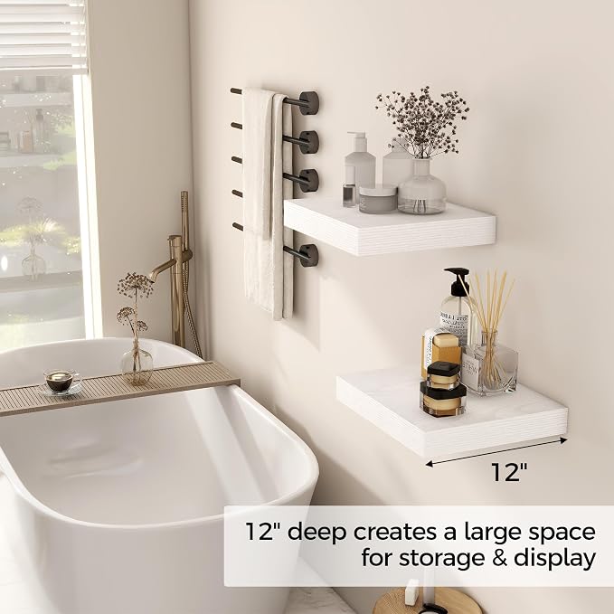 Fun Memories 12 Inch Floating Shelf, Rustic Wood Wall Shelves - Image 4
