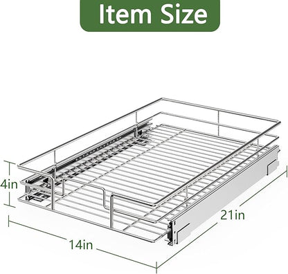 LOVMOR Pull Out Cabinet Organizer 14"W x 21"D, Kitchen Cabinet Pull Out Shelves - Image 3
