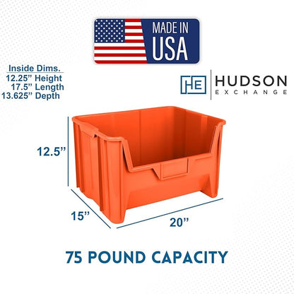 Hudson Exchange 20" x 15" x 12.5" Plastic Giant Stackable Hopper Bin Container - Image 2