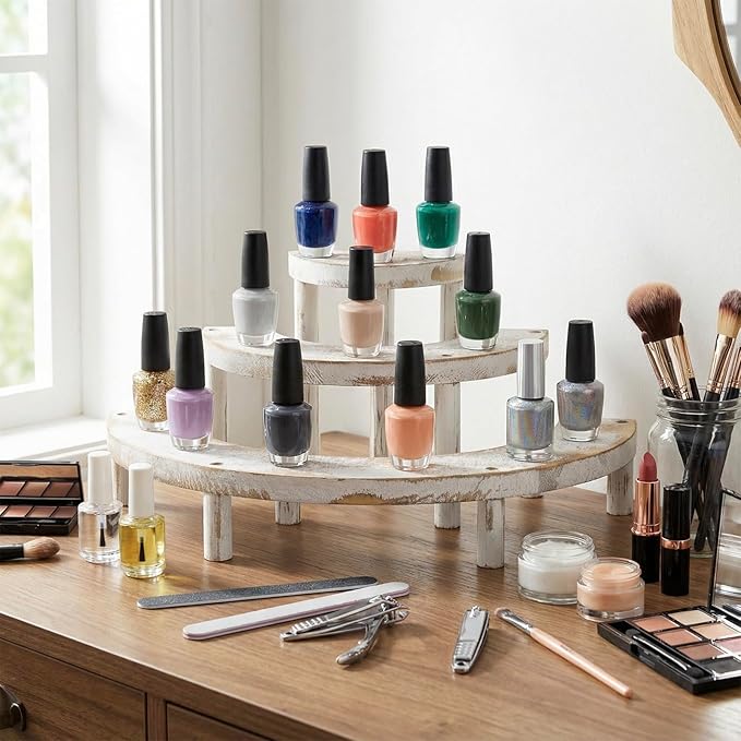 MyGift 3 Tier Wooden Display Riser Stand, Cupcake Stand & Perfume Organizer - Image 6