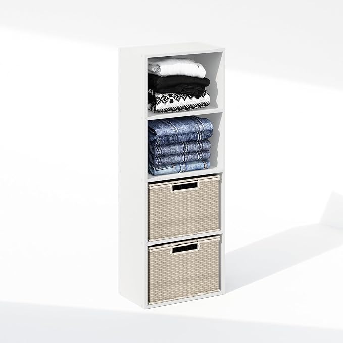 Furinno Reed Closet Organizers and Storage, 4-Tier Closet Organizer, Open Shelf by Furinno-FitsYourSpaceFitsYourBudget