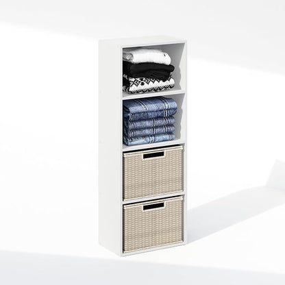 Furinno Reed Closet Organizers and Storage, 4-Tier Closet Organizer, Open Shelf by Furinno-FitsYourSpaceFitsYourBudget