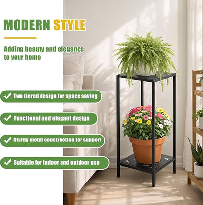 Party Zealot 2-Tier Tall Metal Square Plant Stand 31" Heavy-Duty Modern Flower - Image 5