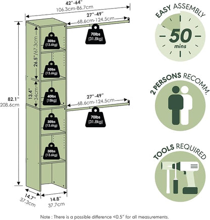 Furinno FANO Closet Organizers and Storage, 5-Tier Closet Storage Organizer - Image 3