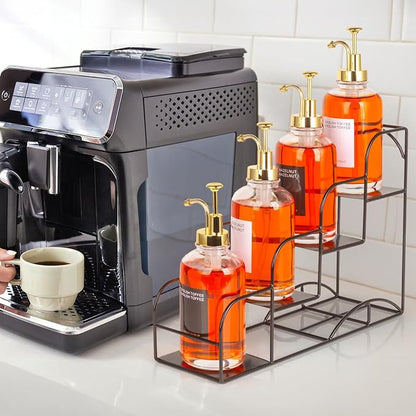 Syrup Rack for Coffee Bar Accessories, Iron 4 Compartment Bottle Organizer - Image 2