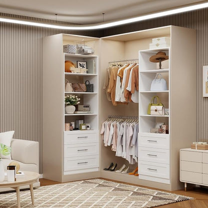 Closet System with Drawers, Wood Closet Organizer System with Adjustable - Image 6