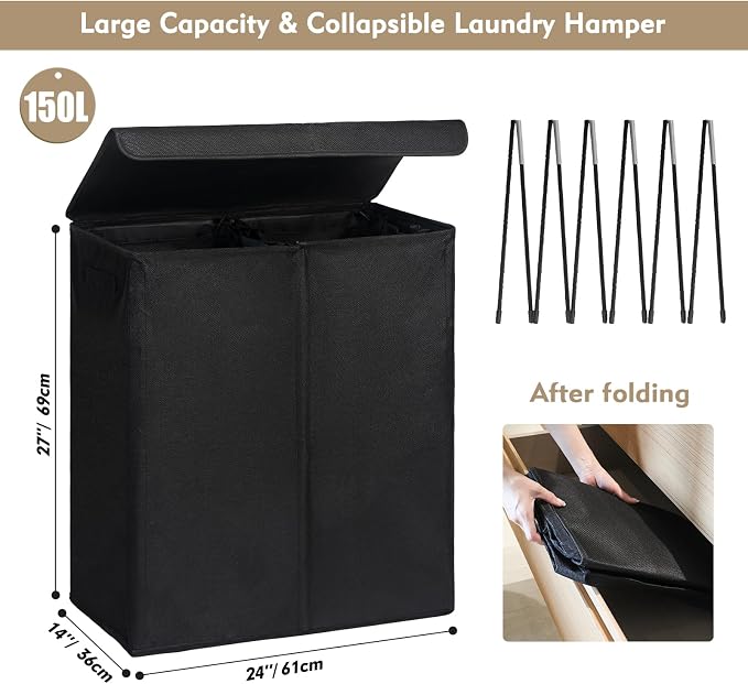 DOKEHOM 150L Double Laundry Basket - Image 3