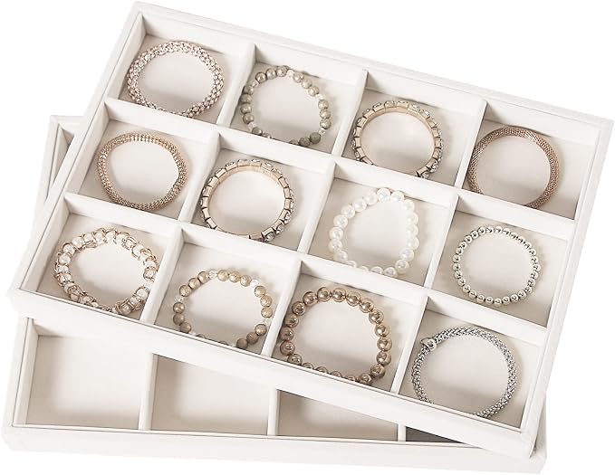 Coward 2PC Stackable 12 Grids Jewelry Organizer Tray Bracelet Display Stand - Image 3
