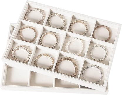 Coward 2PC Stackable 12 Grids Jewelry Organizer Tray Bracelet Display Stand - Image 3