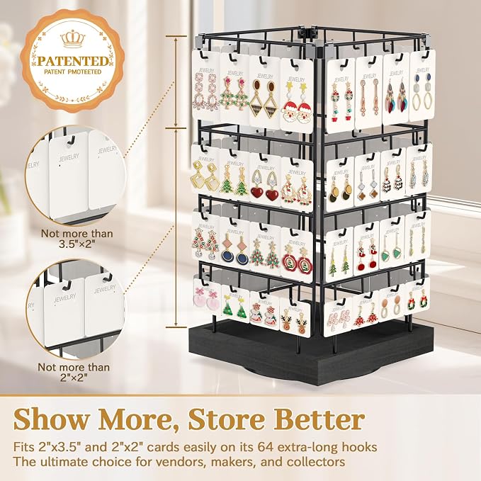 MODOWEY 360 Rotating Earring Cards Organizer Holder Stands - Image 3