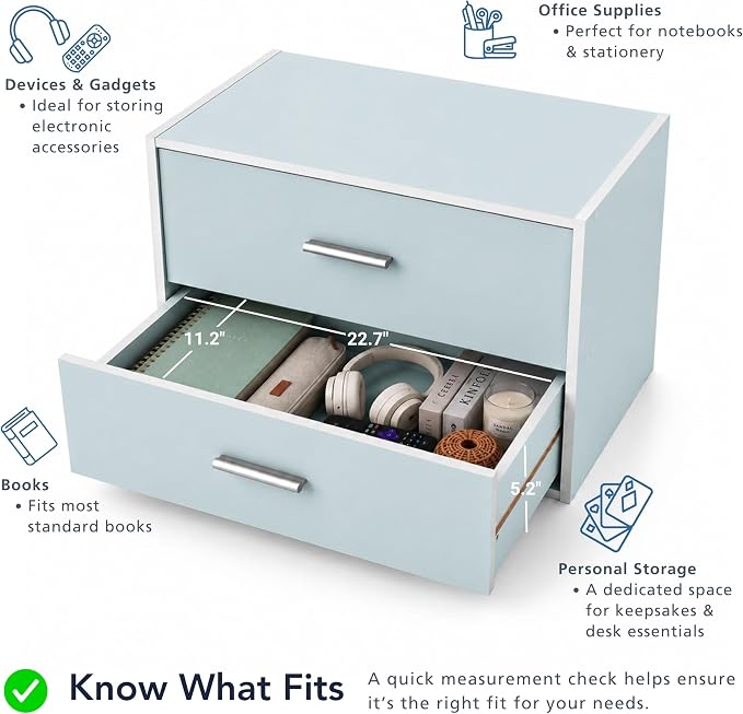 Homes: Inside + Out Apexa 2-Drawer Wooden Stackable Storage Drawers, Small Food - Image 5