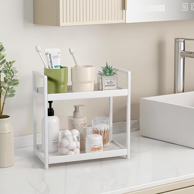 Anyoifax Bathroom Counter Organizer 2 Tier Vanity Storage Countertop Shelf - Image 2