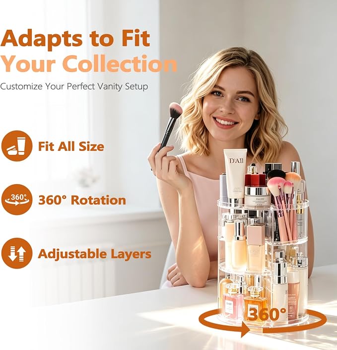DOZZZ Makeup Organizer 360-Degree Rotating - Image 3