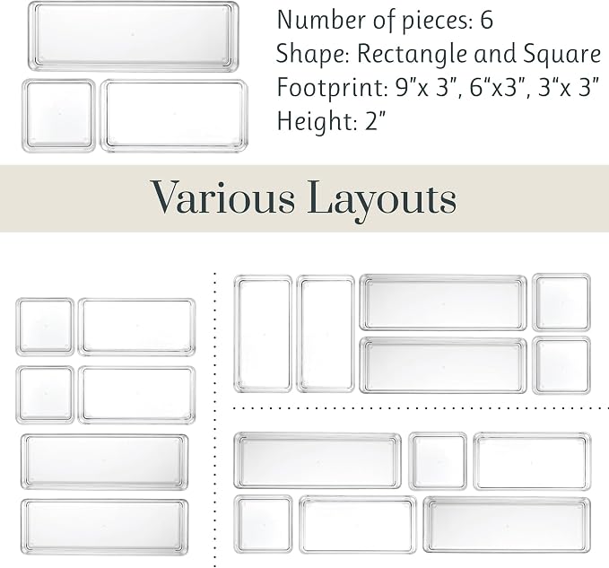 STORi SimpleSort Drawer Organizer Bins 6 pc Set, Bathroom Organizers and Storage - Image 5
