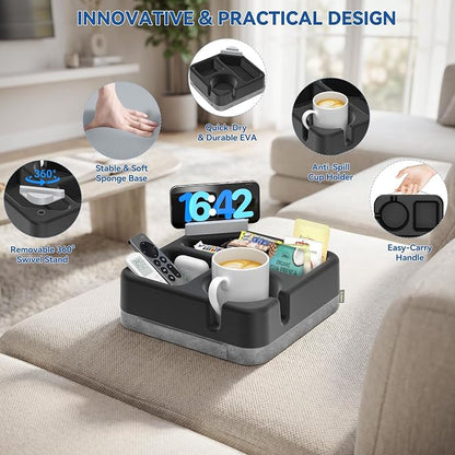 Couch Cup Holder Tray Couch Cup Holder Pillow Soft Sofa Caddy Drink Holder - Image 7