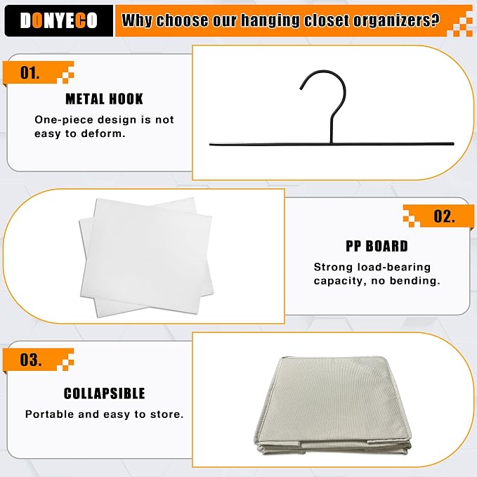 Hanging Closet Organizer, Easy Mount Foldable 6-Shelf Hanging Closet Wardrobe - Image 7